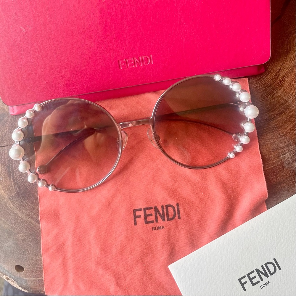 Fendi Pearls Oversized Round Sunglasses